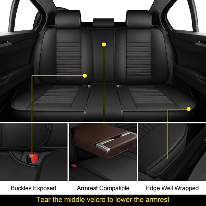 LINGVIDO Car Seat Covers, Breathable and Waterproof Faux Leather Automotive - Image 3