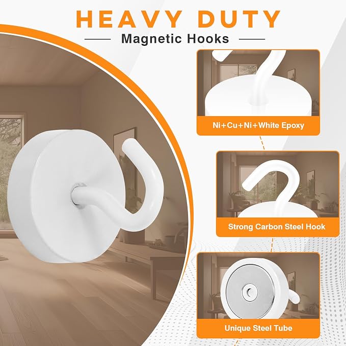 Neosmuk Magnetic Hooks, Cruise Ship Essentials, 80lb+ Heavy Duty Magnetic Hooks - Image 5
