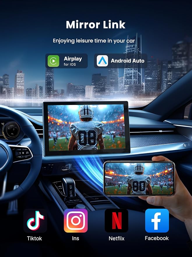 Portable CarPlay Screen for Car, 4K Dash Cam, 1080P Backup Camera, GPS - Image 3