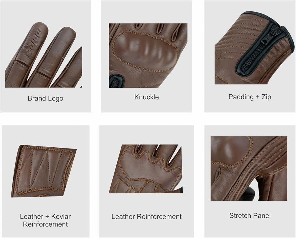 Full Finger Leather Motorcycle Gloves - Image 3