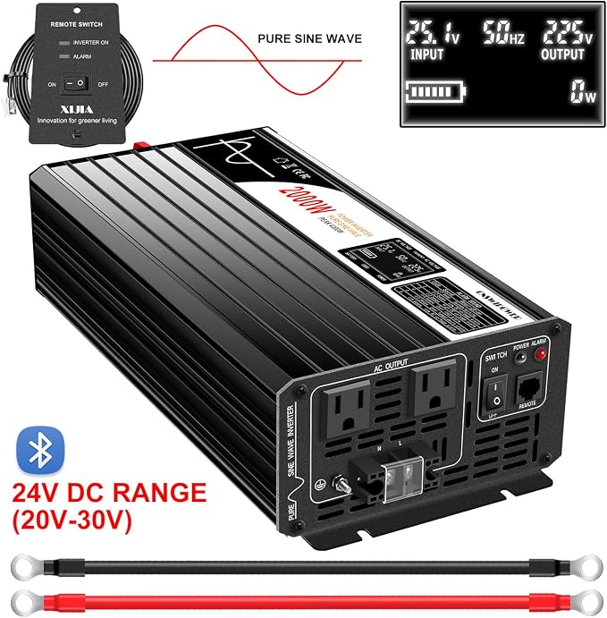 2000W Pure Sine Wave dc to ac Inverter Remote Switch DC 24V to AC 120V 60HZ - Image 3
