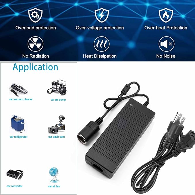 12V 15A Power Adapter Car Charger Converter, Car Cigarette Lighter Socket AC/DC - Image 4