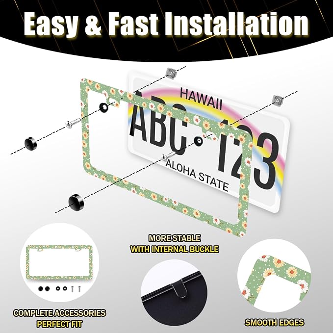 Cute Daisy Floral License Plate Frame Beautiful Flowers License Plate Holder - Image 7