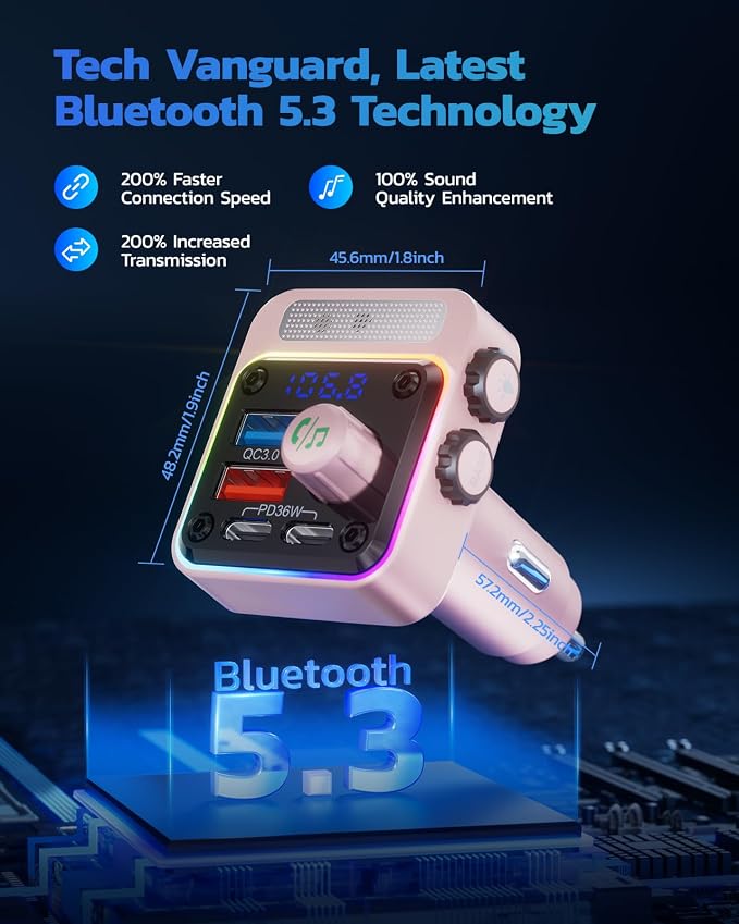 Nulaxy 54W Bluetooth 5.3 Car Adapter - Image 3
