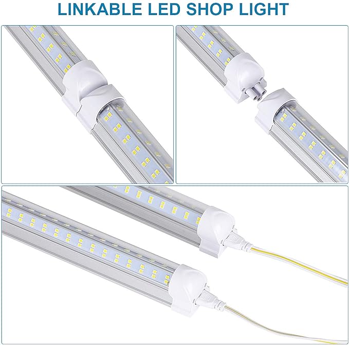 10 Pack, Led Shop Lights, 8FT Led Shop Light, 144W 5000K 19500LM Clear White - Image 4