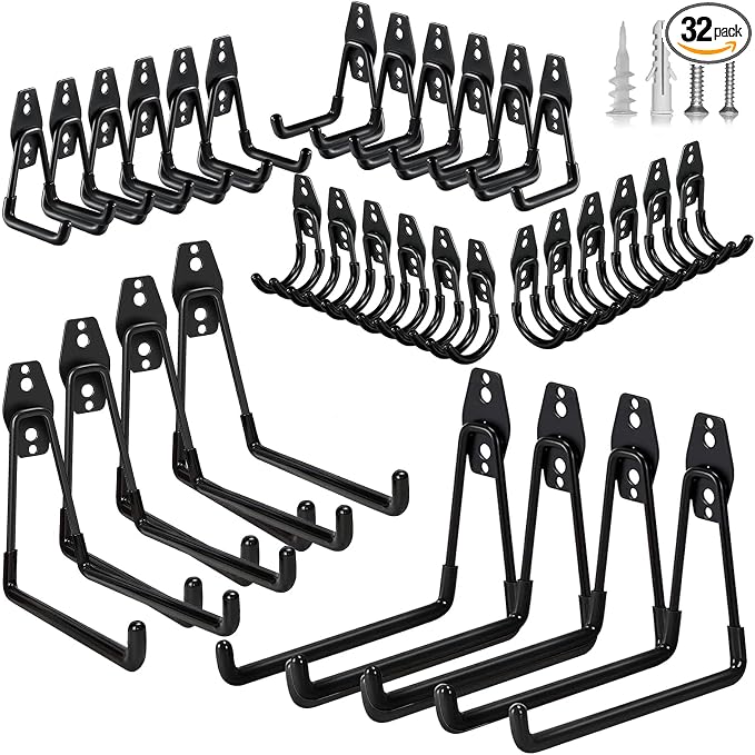 32 Pack Garage Hooks Heavy Duty, Utility Steel Wall Mount by HaveANiceDay