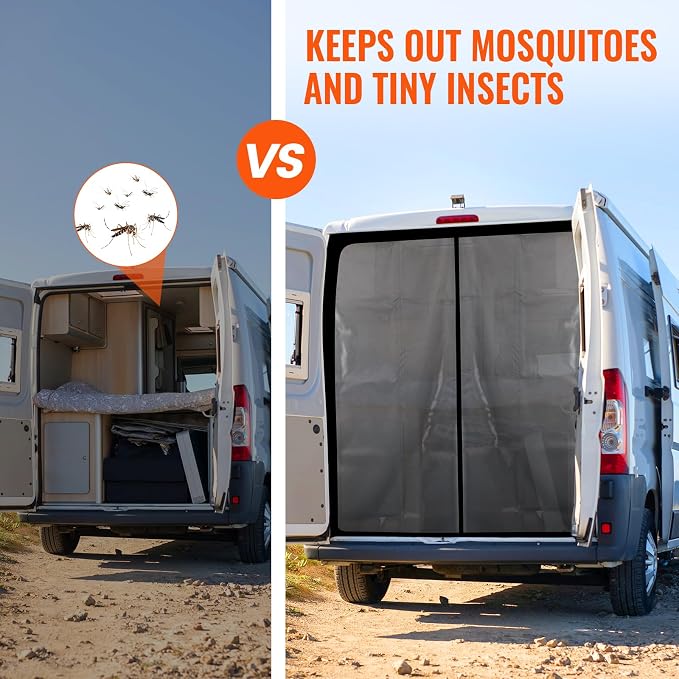 65''H x 65''W Van Bug Screen Universal Size Rear Door Window Covers - Image 7