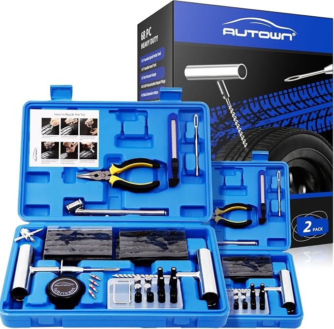 Flat Tire Repair Kit with Plug 68 Pcs by AUTOWN