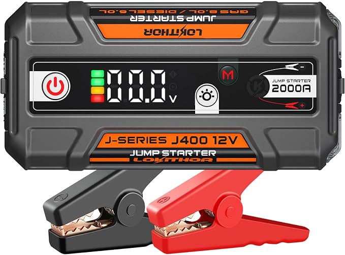 J400 2000A 12V Portable Lithium Jump Starter, Car Battery Booster Pack by LOKITHOR