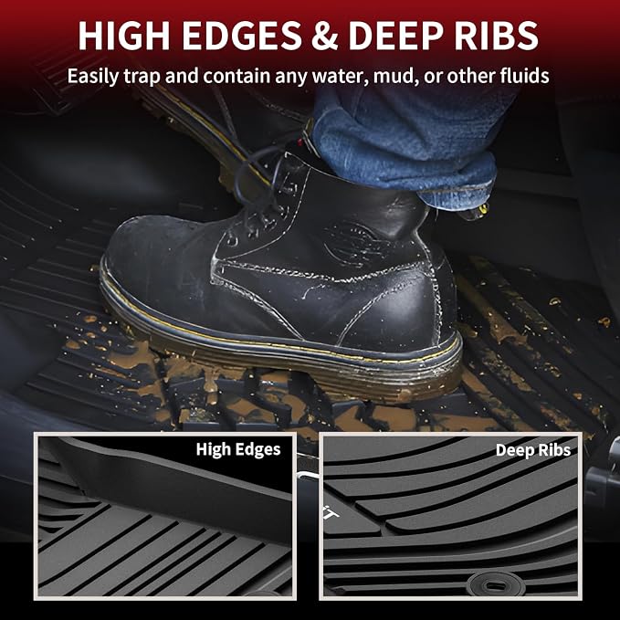 LASFIT Floor Mats for Toyota Tundra 2022-2024 2025 CrewMax Cab, All Weather - Image 3