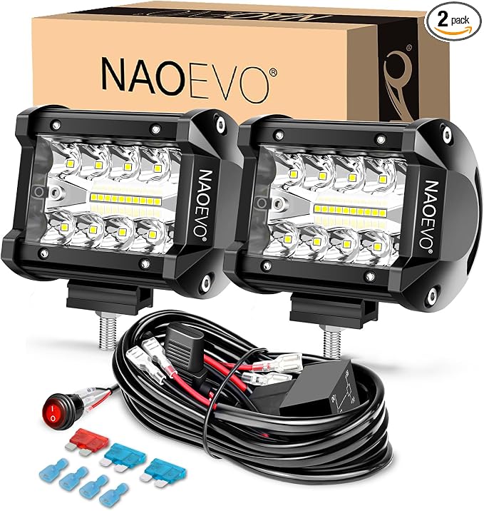 NAOEVO 4 Inch LED Pod Lights, Spot Flood LED Fog/Driving/Off Road Lights by NAOEVO