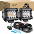 Nilight 2PCS 4Inch 60W LED Pods Spot Flood Amber White Light Bar Strobe 6 Modes by Nilight