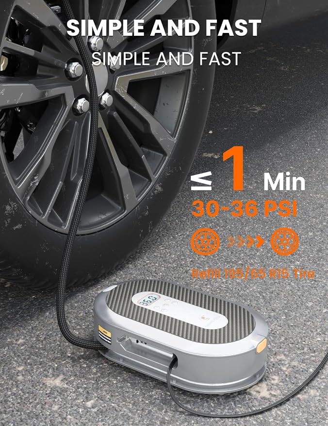 Giraffe Tools Tire Inflator Portable Air Compressor, 150 PSI 12V Car Air Pump - Image 2