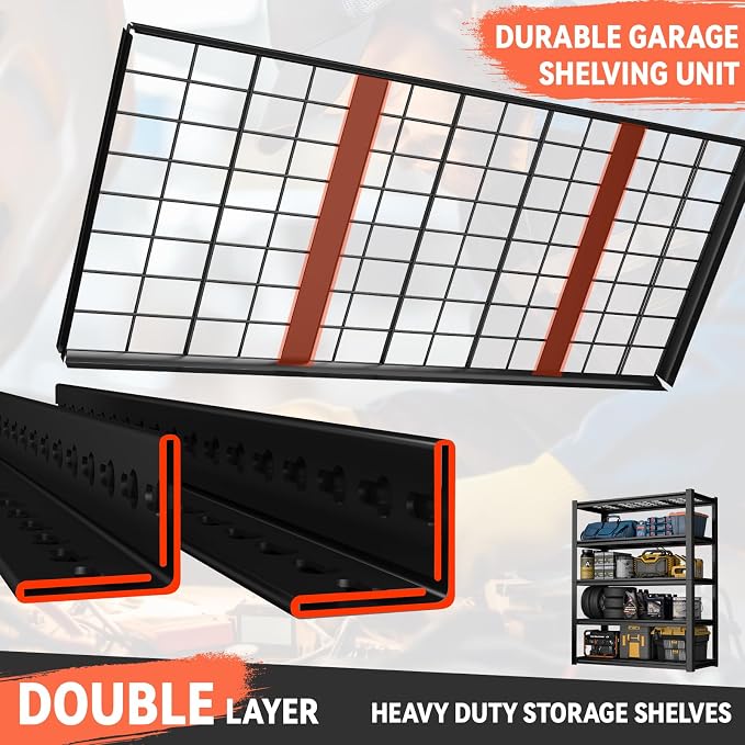 Garage Shelving, 5-Tier Metal Storage Shelves, Metal Shelves - Image 6