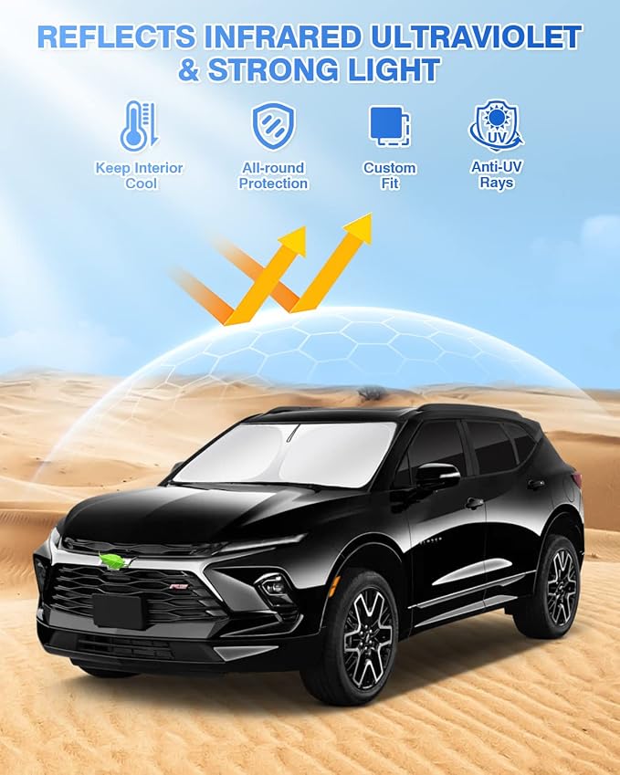 Windshield Sun Shade for 2019-2025 2026 Chevrolet/Chevy Blazer Accessories Side - Image 2