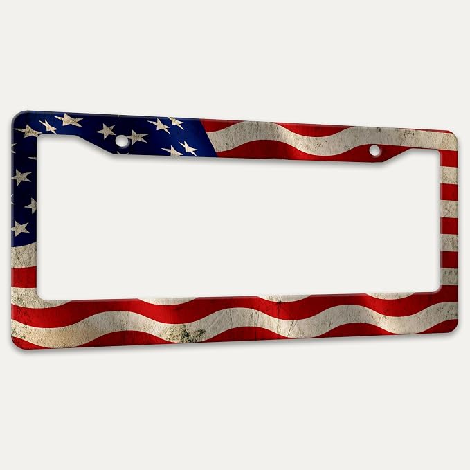 Vintage American Flag License Plate Frame USA Flag Patriotic License Plate - Image 7