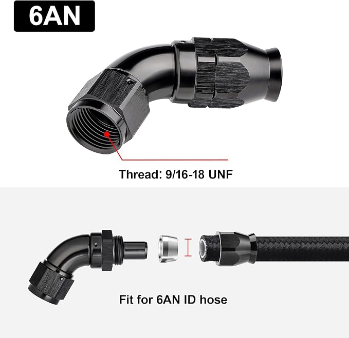 EVIL ENERGY 6AN 60 Degree PTFE One Piece Full Flow End Hose Fitting Aluminum - Image 4