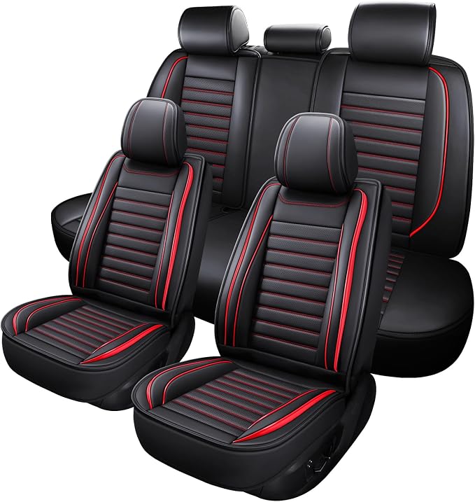 Leather Car Seat Covers Full Set, Universal Faux Leather Car Seat Covers 5 Seats by MINGBRONCARSEATCOVER