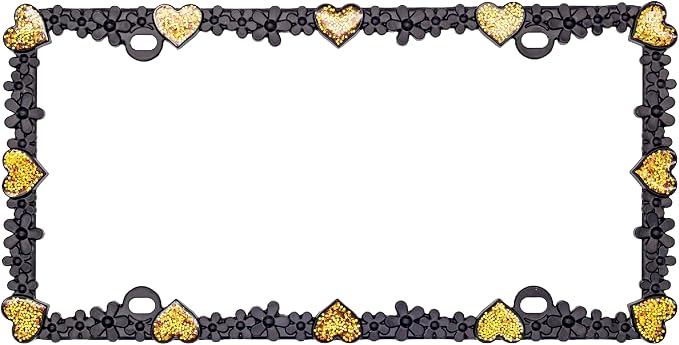 Creathome 3D Shining Daisy Heart License Plate Frame from Pure Zinc Alloy Metal - Image 3