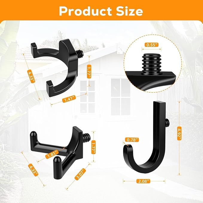 9 pcs Storage Shed Hooks J U V-Shape Hangers Tool Set - Image 2