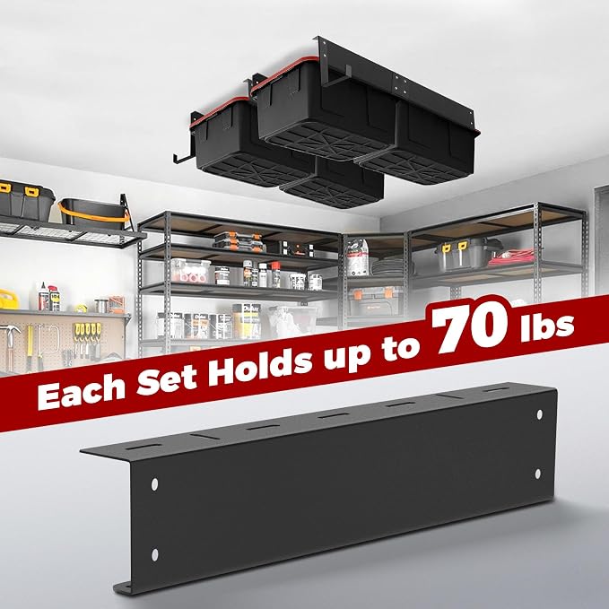 Overhead Garage Storage Rack System – Heavy-Duty Adjustable Ceiling Rails - Image 7