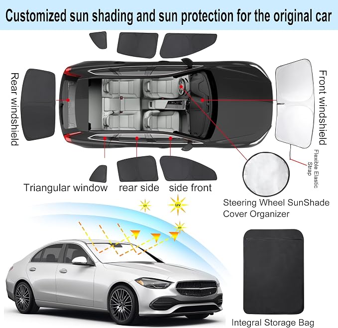 TINGLU Window Shades for Mercedes Benz C Class W205 C250 C300 C400 2015-2021 - Image 3