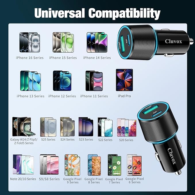Cluvox 5 Pack USB C Car Charger, 38W Fast Charging - Image 7
