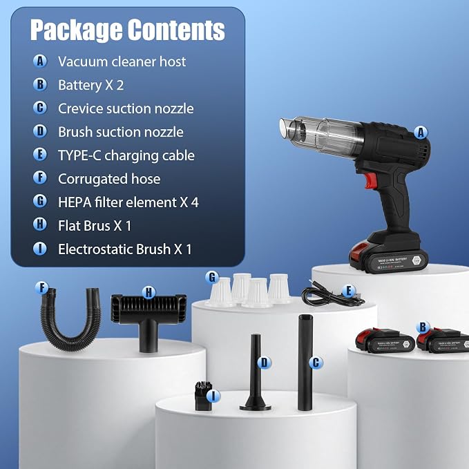 Car Vacuum Cleaner Portable Air Duster 2in1 Brushless Motor 80000 RPM Vacuum - Image 5