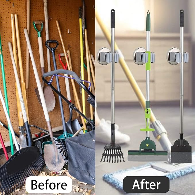 MUTUACTOR Magnetic Broom Holders, No Drilling Magnetic Hooks Broom Mop Brackets - Image 7