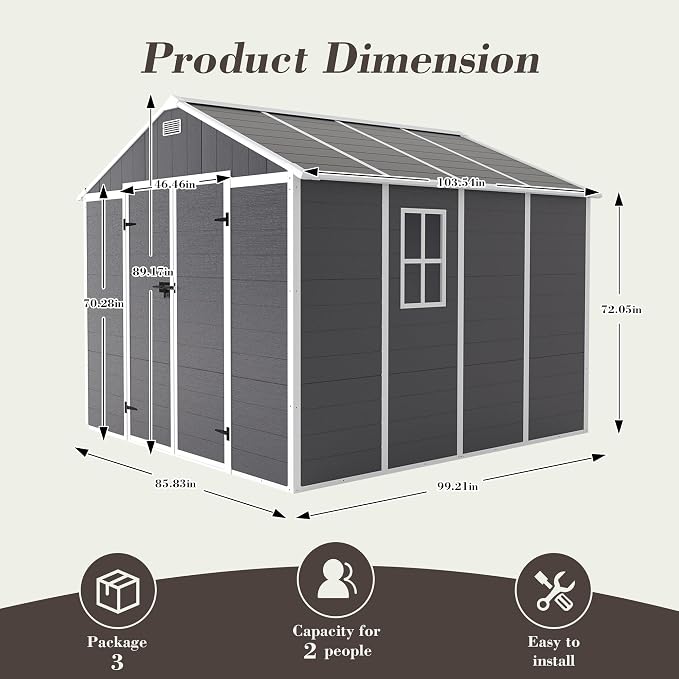 MyVoice 8x8 FT Outdoor Resin Storage Shed - Image 6