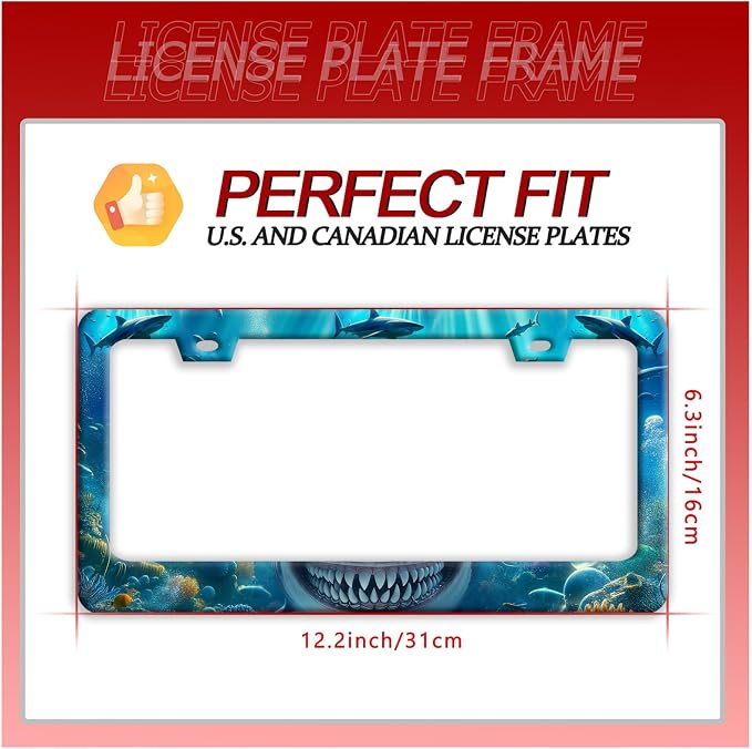 Shark License Plate Frame Ocean Marine Fish License Plate Holder Funny - Image 7