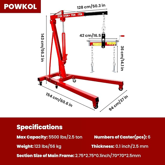 5500 Lbs Folding Cherry Picker Engine Hoist, 2.5 Ton Engine Crane - Image 7