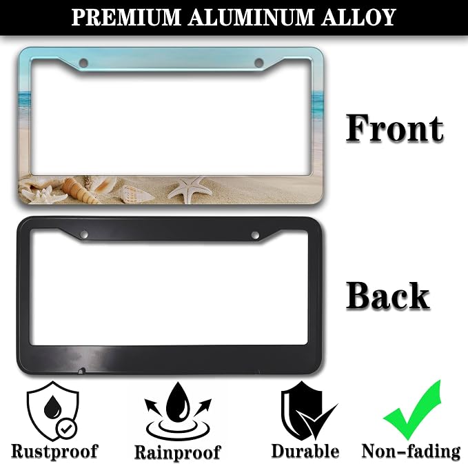 Front License Plate Bracket Multicolor License Plate Frames Beach Ocean - Image 3