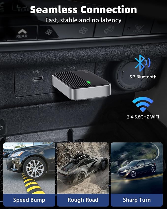 MoKo Wireless CarPlay Adapter for Apple iPhone, Mini Car Play Adapter for iOS - Image 2