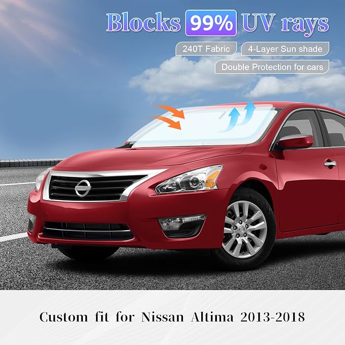 Sun Shade Sunshade for Nissan Altima Windshield Cover, 4-Layer Front Window - Image 2