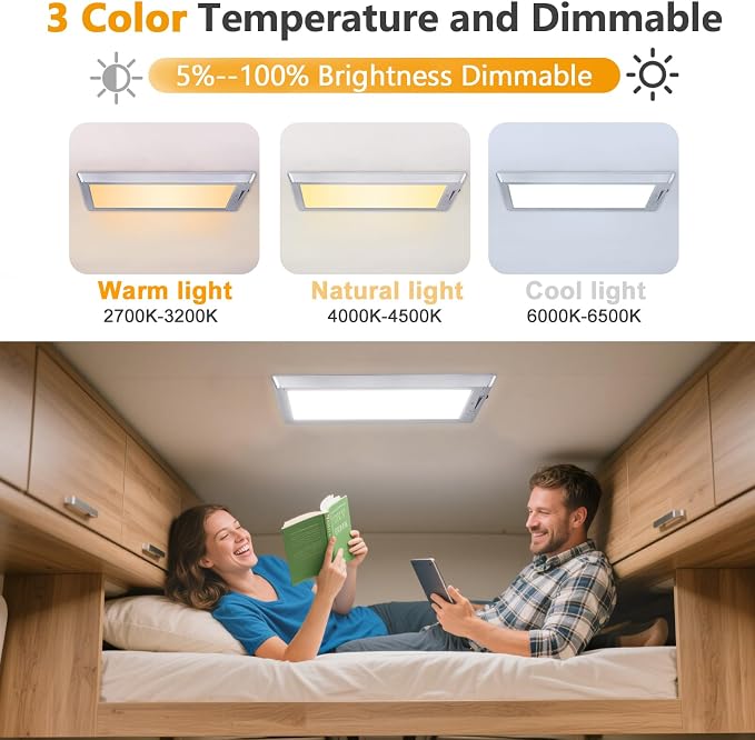 8 Pack RV Lights Interior, 3 Color RV LED Super Bright Fixture, 12V RV Ceiling - Image 2