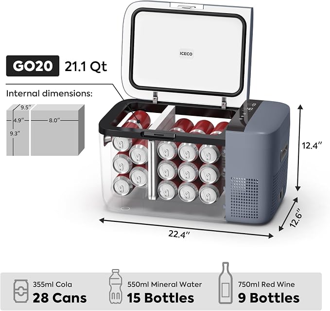 ICECO GO20 Dual Zone 12V Refrigerator, Portable Fridge Freezer - Image 3