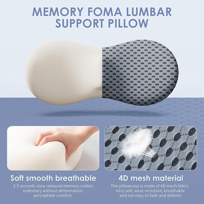 Lumbar Support Pillow, Memory Foam Back Support Pillow - Image 2