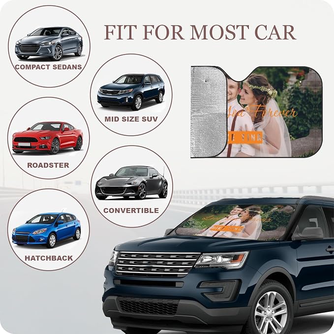 Custom Windshield Sun Shade for Car Personalized Window Sunshades Add Your - Image 7