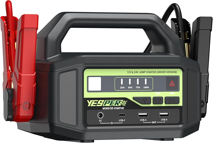 YESPER 12V/24V Car Jump Starter, 6000A Peak 5.1 lbs Portable Jump Starter by YESPER