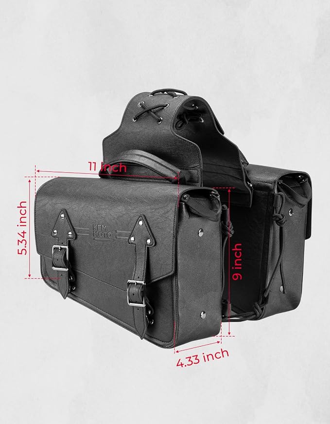 KEMIMOTO Motorcycle Saddlebags Leather Side Bags 12L Compatible - Image 5