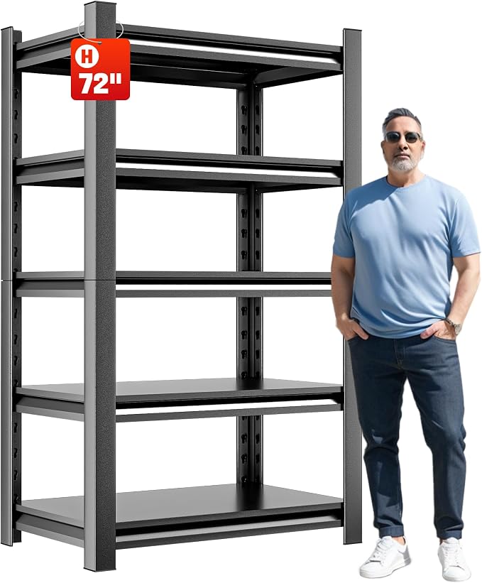 Heavy Duty Storage Shelves 5-Tier Adjustable Garage Shelving Unit, Strong Metal by OLLRRACT