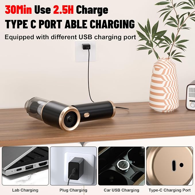 Handheld Car Vacuum Portable Cordless, 20000PA High Power 4 in 1 Vacuum Cleaner - Image 3
