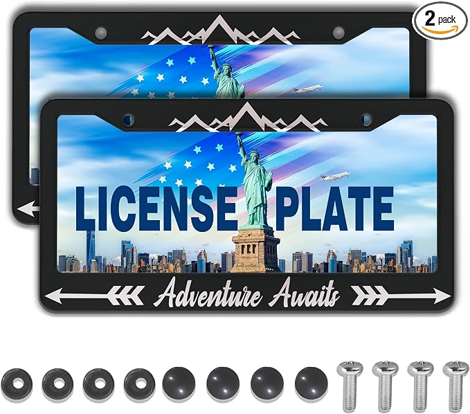 License Plate Frames Black and White Custom License Plate Frame Adventure by Unknown