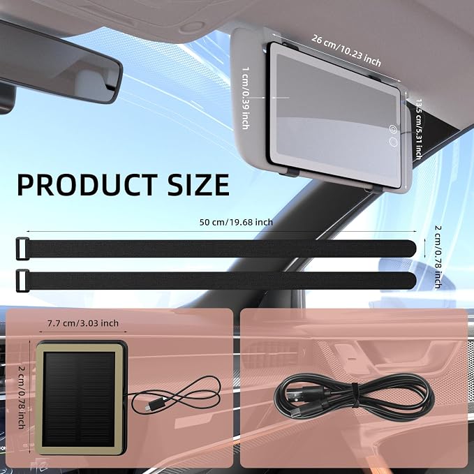Solar Car Sun Visor Vanity Mirror, Sun Visor Makeup Mirror - Image 3