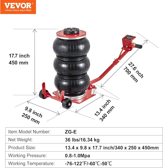 VEVOR Air Jack, 3 Ton/6600 lbs Triple Bag Air Jack, Airbag Jack - Image 7