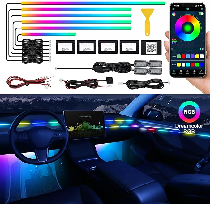Dreamcolor Acrylic Interior Car LED Strip Light by MAODANER