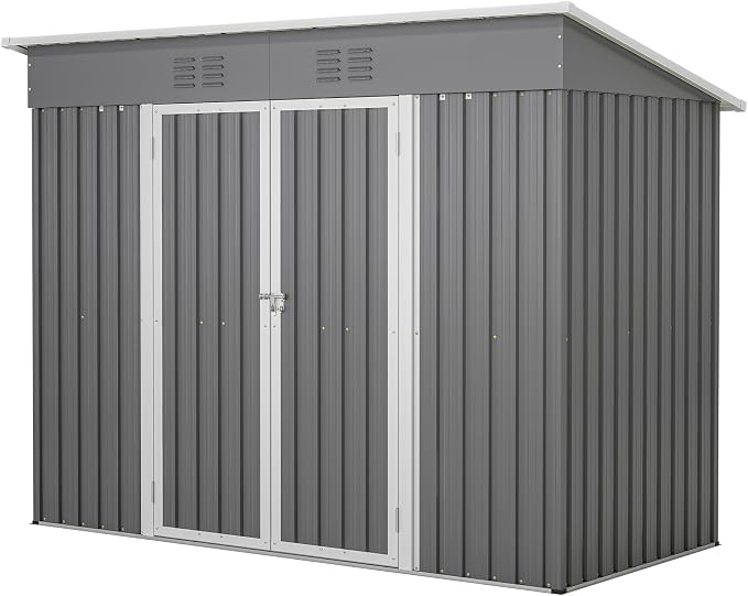 4'x8' Metal Shed Outdoor Storage Shed, Metal Steel Utility Tool Shed Storage by Jaxilyn