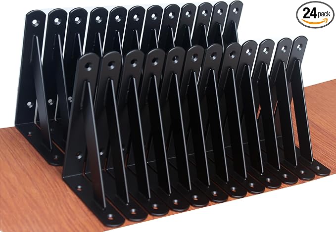 24 Pack L6 x H 4" Black Heavy Duty Shelf Brackets by MHMYDZ