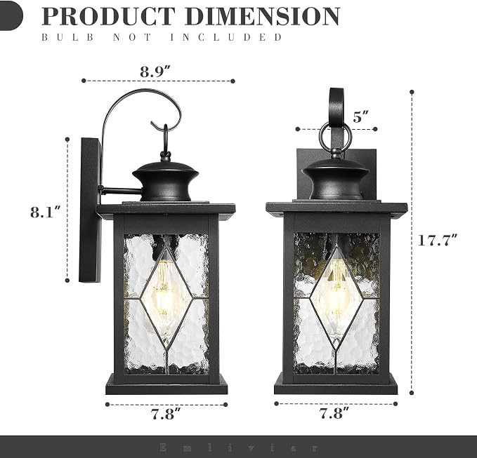 Emliviar Large Outdoor Wall Lantern 18 Inch, Outside Lights - Image 6